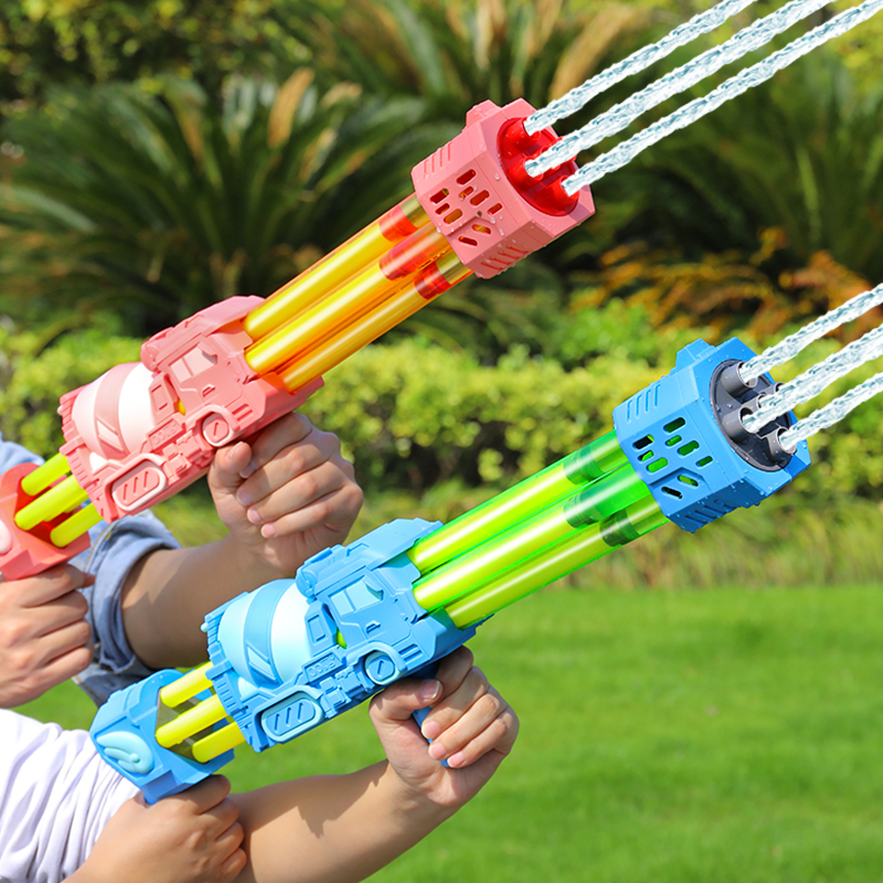 抽拉呲滋水枪刺水枪洒喷水漂流加特林女孩打水仗神器男孩儿童玩具
