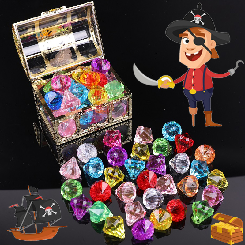 61六一儿童节宝石玩具水晶亚克力男孩宝藏女孩宝箱盒子女童大钻石