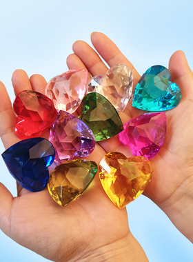 儿童宝石玩具大号心形亚克力塑料大钻石幼儿园奖励孩子礼物40mm