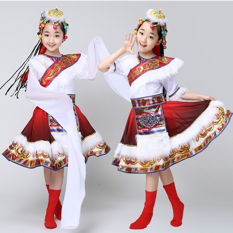 儿童民族藏族舞蹈演出服装成人藏服康巴西藏草原蒙古表演服装新款