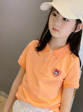 女童夏装儿童POLO衫短袖t恤可爱洋气夏季小熊童宝宝体恤纯棉T运动