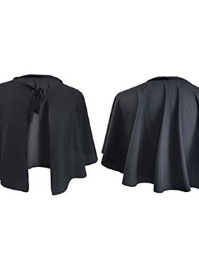 欧美新款男女通用黑色小披肩万圣节舞台演出服角色扮演短斗篷2023