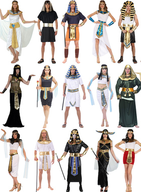 万圣节尼罗河国王希腊公主服装 成人男COS古埃及法老艳后长袍衣服