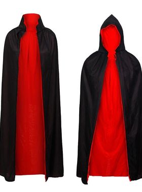 万圣节服装成人男女巫红披风儿童巫婆死神吸血鬼黑红长袍斗篷道具