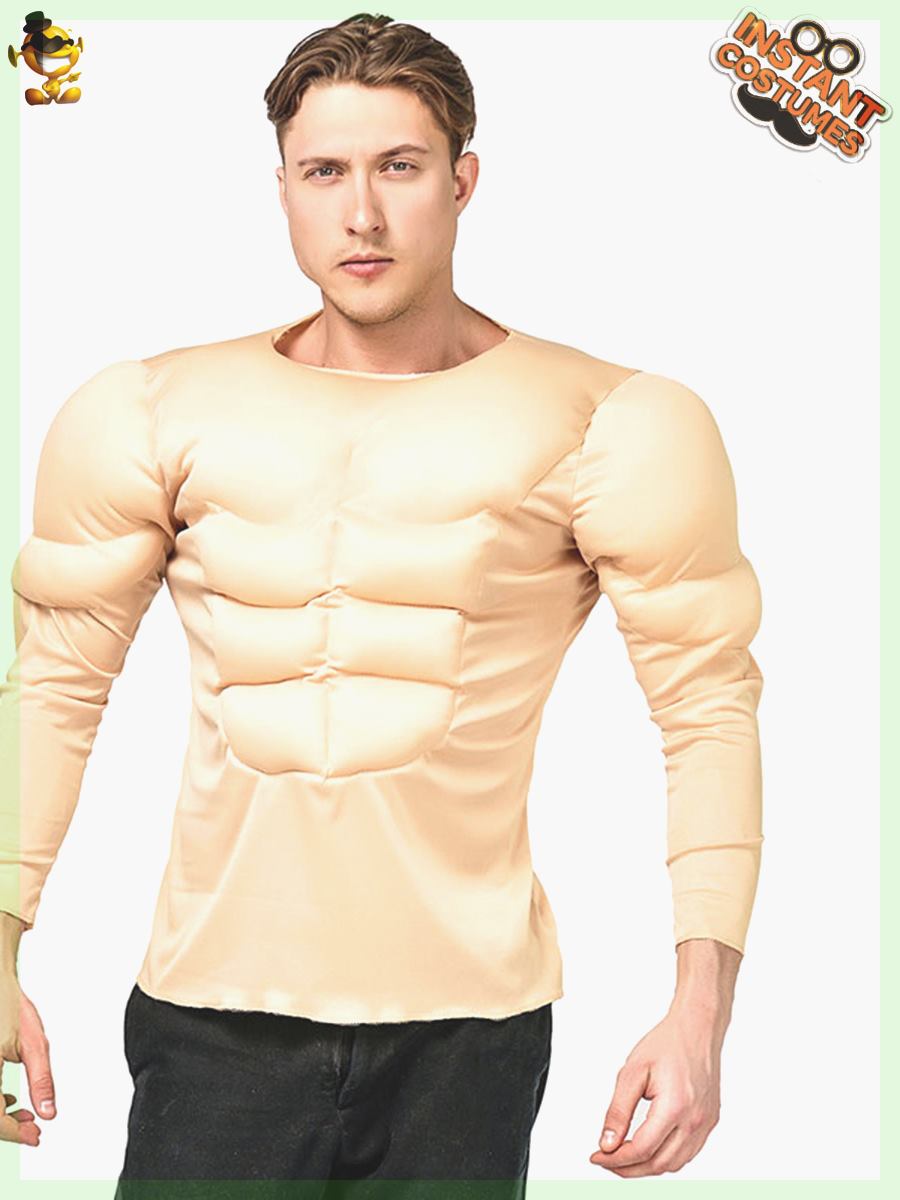 成人肌肉装肌肉男T恤 万圣节角色扮演跨境假腹肌T恤 派对服饰热销