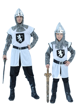 万圣节成人COS希腊国王士兵衣服 儿童男古罗马中世纪骑士亲子服装