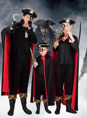 新款高货万圣节儿童服装男童加勒比海盗杰克船长衣服cos成人服饰