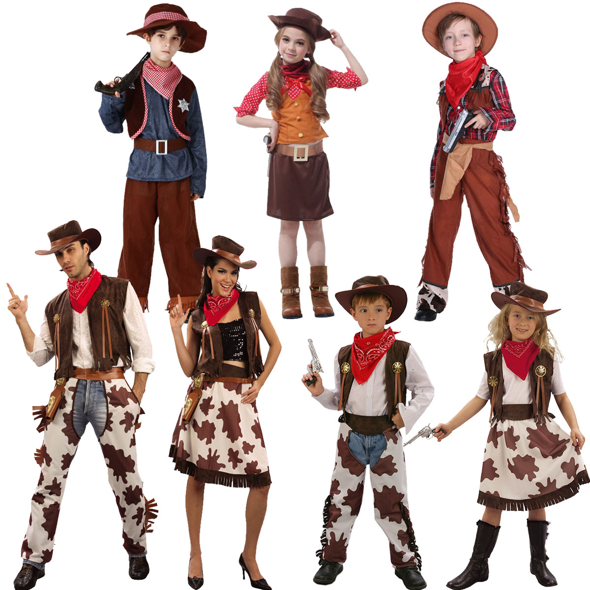 万圣节儿童服装 成人男女cos舞会派对角色扮演服饰西部牛仔衣服