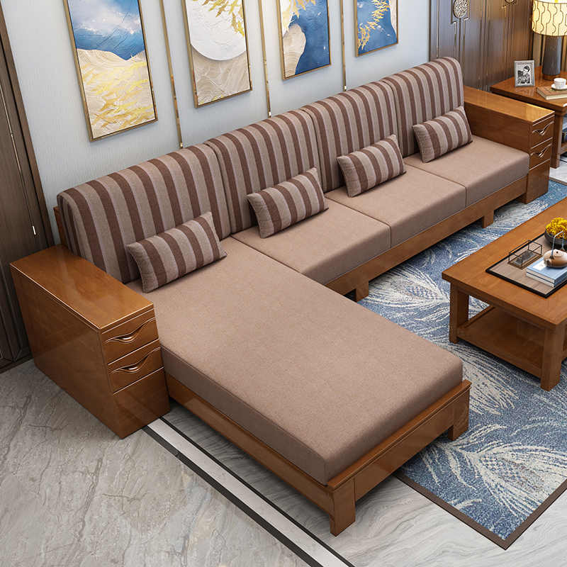 实木沙发中式简约客厅现代家具套装组合全屋大小户型木质布艺沙发