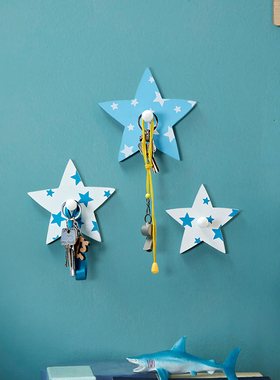门后挂钩儿童房墙上挂衣钩木制品星星创意卧室墙面装饰收纳置物架