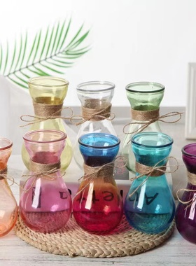 彩色玻璃花瓶小号摆件居家装饰绿萝风信子水培欧式摄影