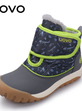 UOVO童鞋新款2023冬季儿童雪地棉靴男童女童短靴保暖中小童户外靴