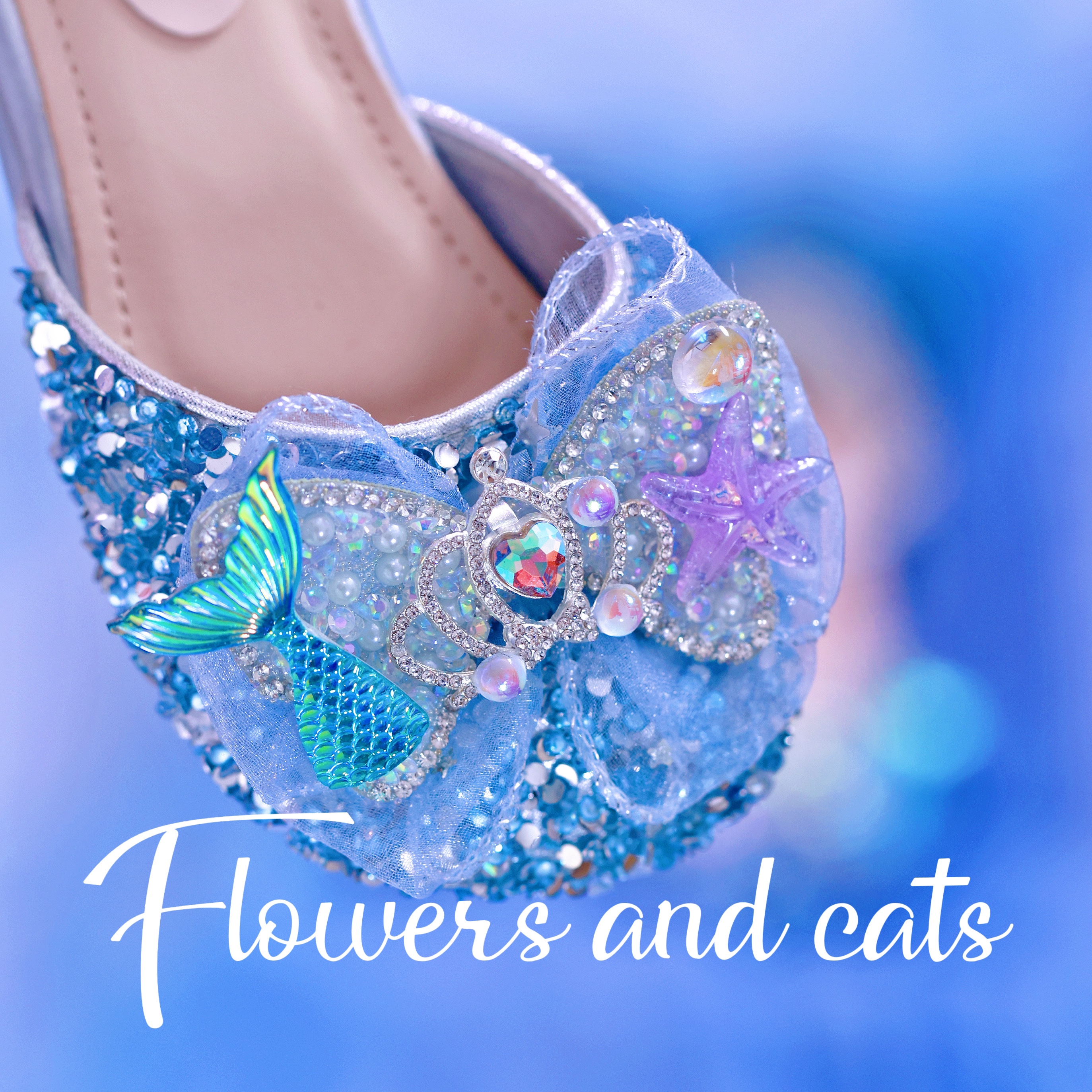 Flowersandcats女童夏季水晶鞋公主鞋舞蹈高跟鞋软底单鞋童鞋艾莎