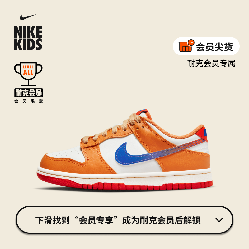 Nike耐克官方男女童DUNK大童运动童鞋复古板鞋夏季透气低帮DH9765