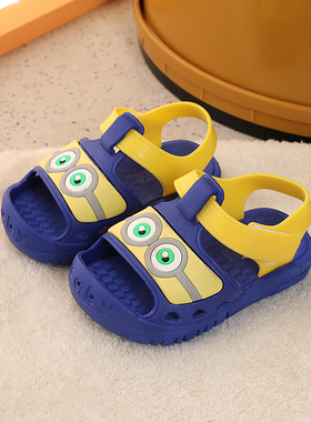 夏季儿童凉鞋卡通男宝宝幼儿防滑学步鞋软底透气1-3岁沙滩鞋塑料