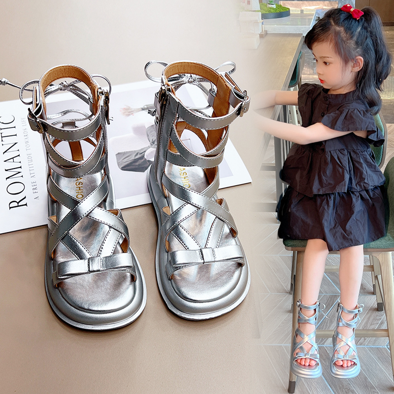 西瓜西女童凉鞋童鞋2024夏季新款小女孩公主中大儿童演出罗马凉鞋