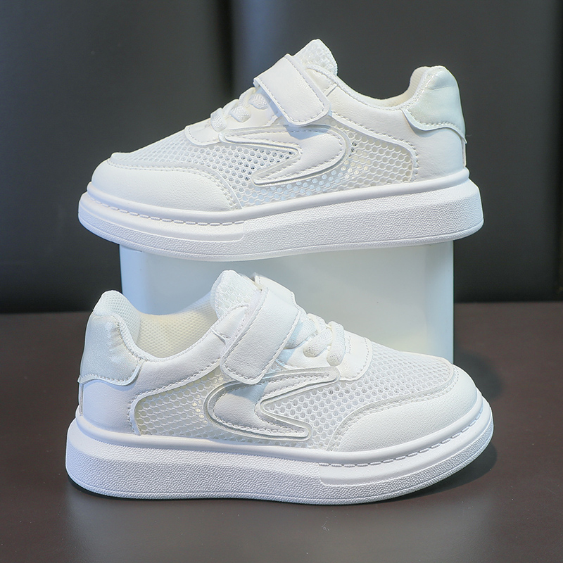 儿童运动鞋小白鞋男童鞋子夏季透气单网鞋2024新款女童白色板鞋