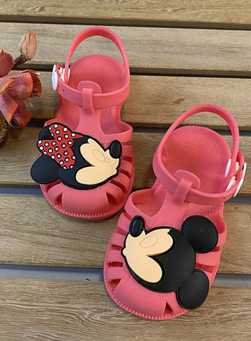 卡通儿童凉鞋米妮女童花园鞋1-6岁幼童沙滩鞋防水宝宝学步鞋塑料
