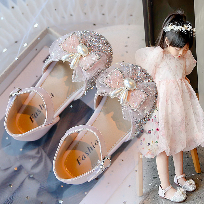 儿童鞋女童公主鞋夏季小女孩演出配礼服软底儿童水晶鞋单鞋女