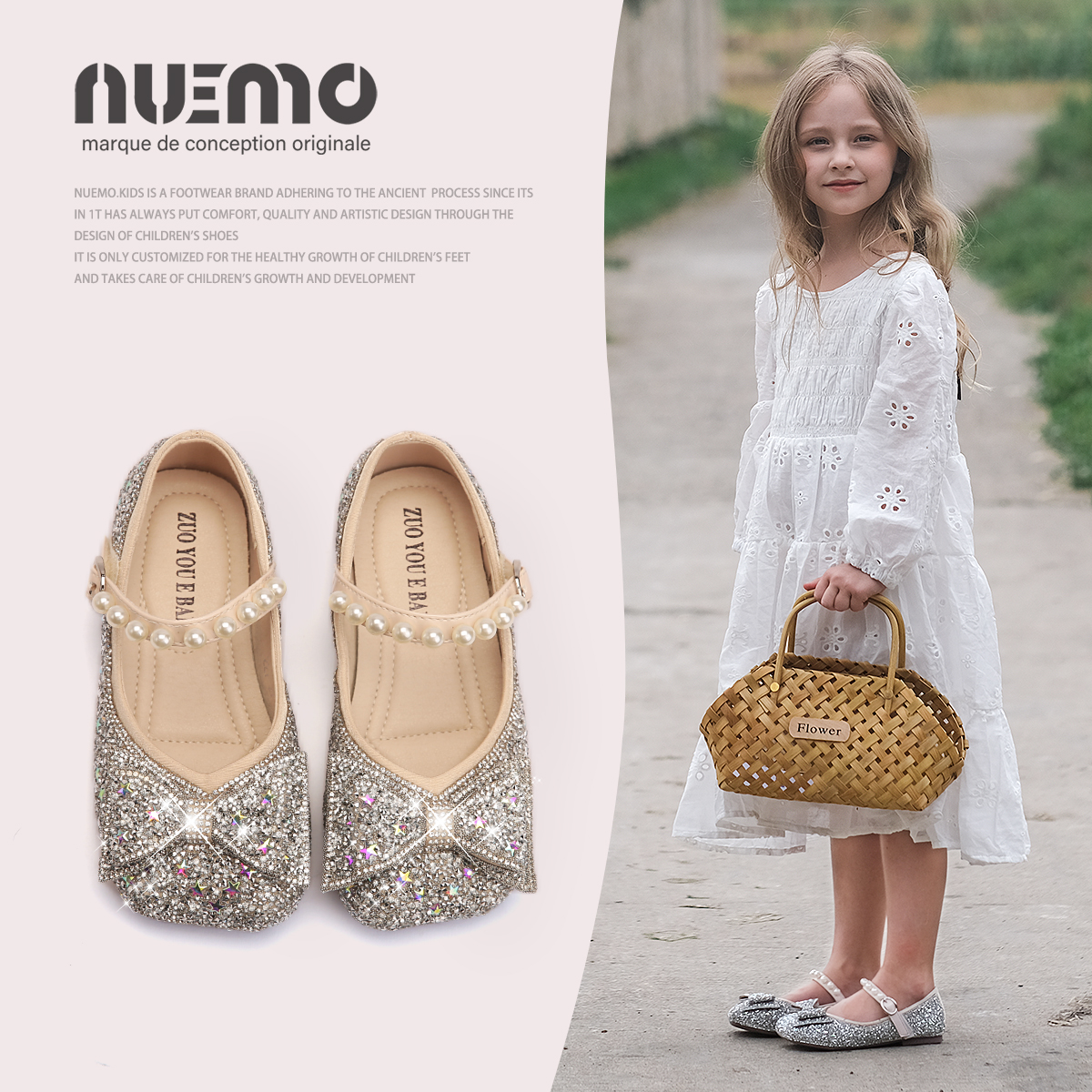 NUEMO法国风潮牌童鞋~2023春夏季公主鞋女童配礼服儿童演出水晶鞋