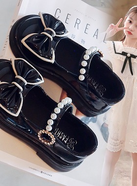 女童鞋子2024夏季新款儿童皮凉鞋小女孩公主单鞋韩版软底黑色小童