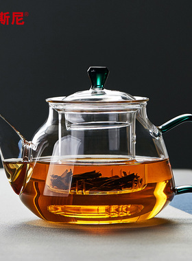玻璃茶壶泡茶单壶耐高温煮茶器家用烧水壶套装加厚过滤花茶壶茶具