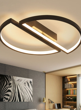 北欧主卧室现代简约LED新款家用吸顶灯创意线条个性长方圆形灯具
