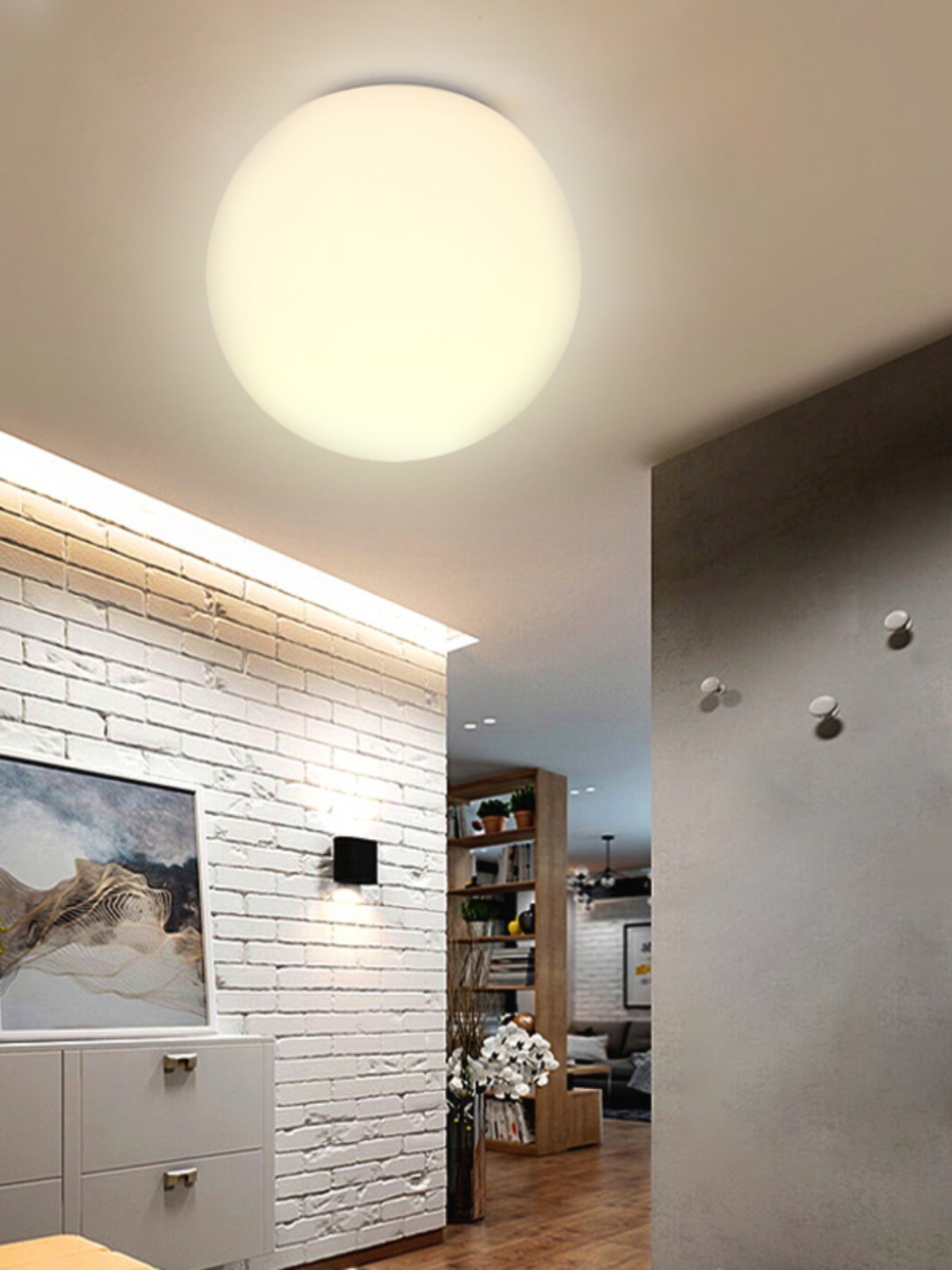北欧简约现代网红灯卧室客厅阳台过道个性创意玻璃圆球吸顶灯壁灯
