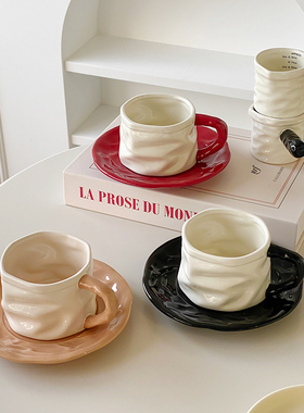 轻奢咖啡杯子高档精致欧式陶瓷杯碟套装高级感颜值复古下午茶餐具