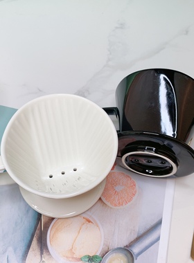 日式手冲咖啡壶套装三孔扇形白色陶瓷滤杯102家用咖啡过滤器具
