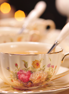 咖啡杯套装英式下午茶杯子红茶杯欧式茶具陶瓷杯碟家用水杯具优雅
