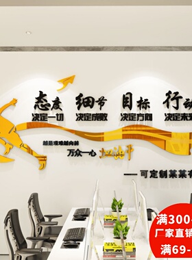 励志标语墙贴办公室墙面装饰公司企业文化墙布置3d激励语定制贴纸