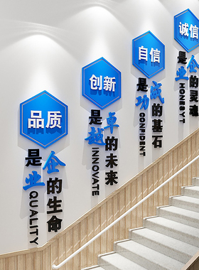 企业文化办公室墙面装饰画励志标语公司进门形象楼梯布置工厂墙贴