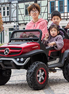 双人儿童电动汽车越野奔驰四轮遥控宝宝乌尼莫克玩具车可坐人超大