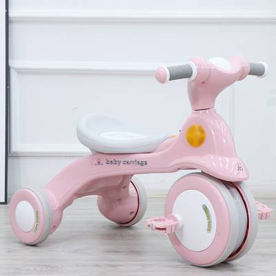 儿童三轮车脚踏车宝宝脚踏板车1-6岁遛娃车音乐灯光小孩童车玩具