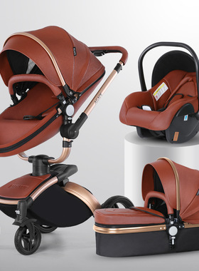 婴儿推车双向高景观童车360度旋转可坐可躺可折叠避震蛋壳推车