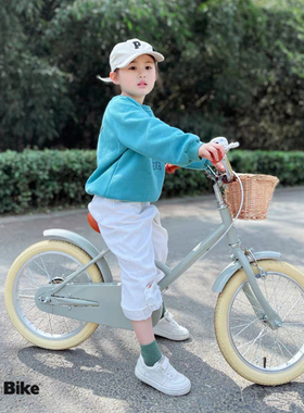 儿童自行车2-4岁宝宝脚踏车14寸日式复古女孩单车带辅轮小孩童车