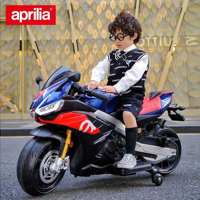 儿童电动摩托车阿普利亚宝宝玩具车超大可坐可骑童车四轮电动车车