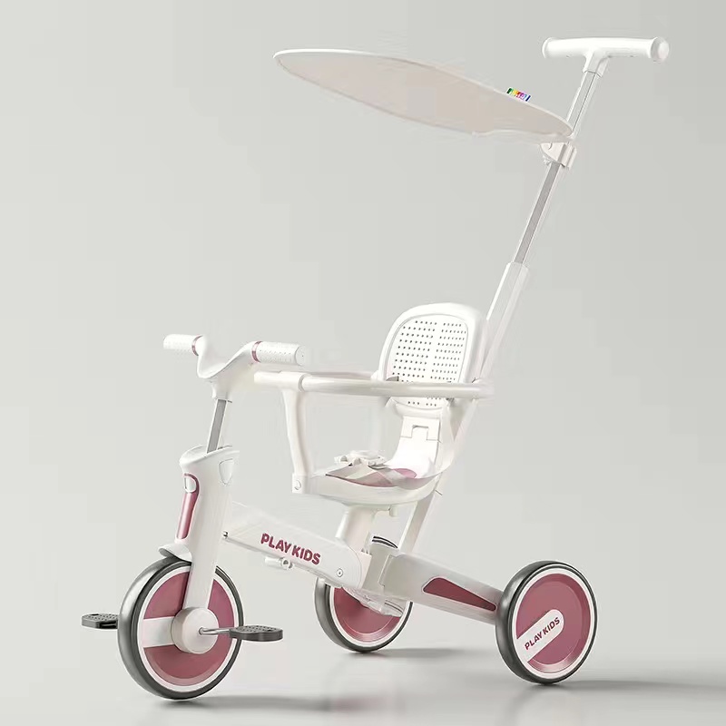 playkids普洛可s02-2儿童三轮车可折叠遛娃神器1-5岁脚踏车手推车