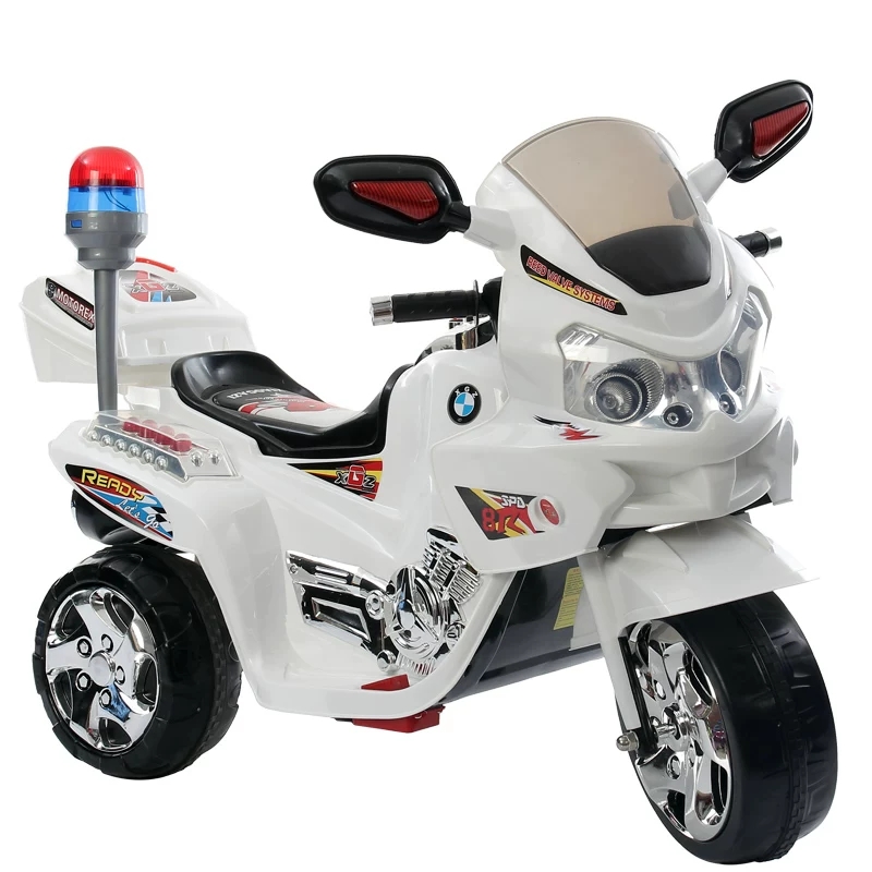 正品儿童电动摩托车三轮车大号警车男女童车电瓶车小孩可坐双人玩