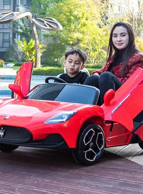 玛莎拉蒂超大双座儿童电动车双人充电汽车可坐大人静音高端童车