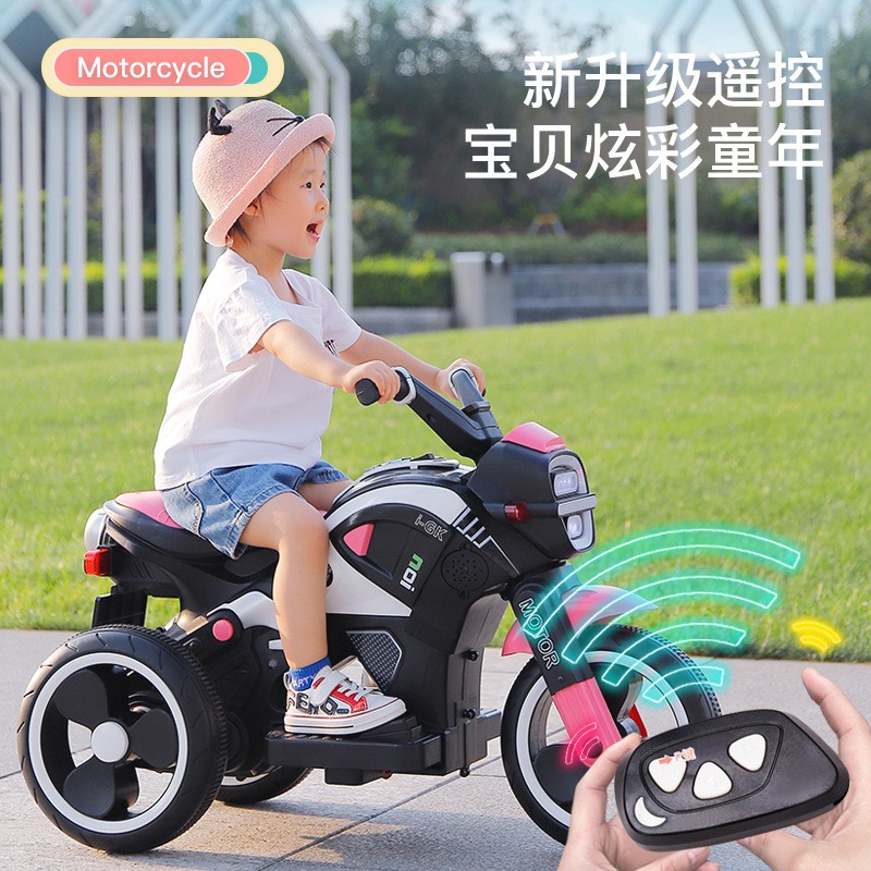 正品2023年新款儿童电动摩托车玩具车可坐人双人童车超大号双驱三