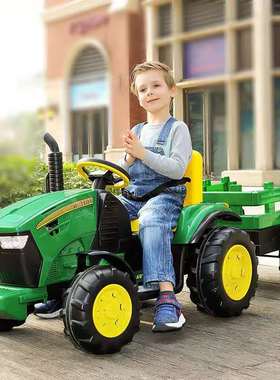 网红儿童电动拖拉机可坐人带斗遥控玩具车工程车仿真广场出租