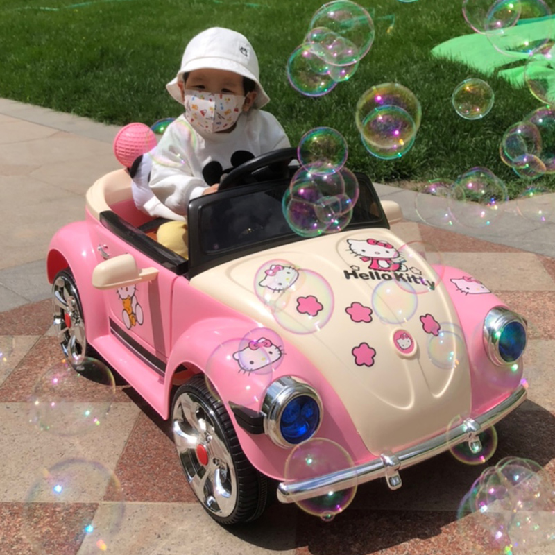 新客减超可爱粉公主车儿童遥控电动车可坐人四轮玩具汽车女童车生