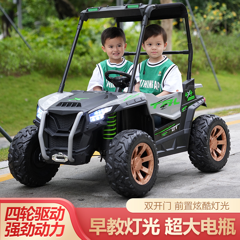 超大双人座儿童电动车四驱越野汽车宝宝充电玩具车可坐人男女童车