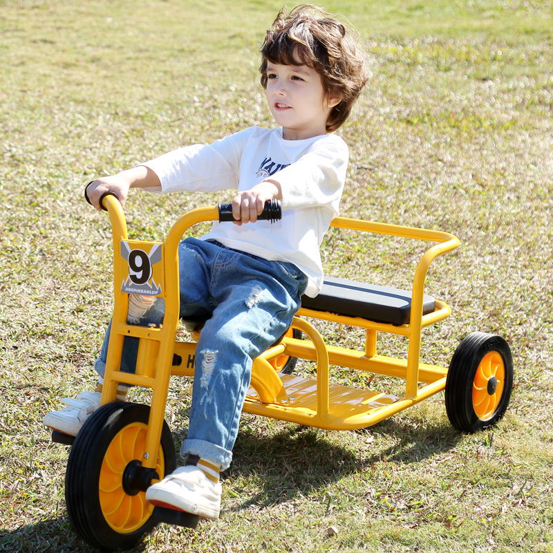 幼儿园儿童三轮车脚踏车小孩幼教双人带斗可带人户外宝宝玩具童车