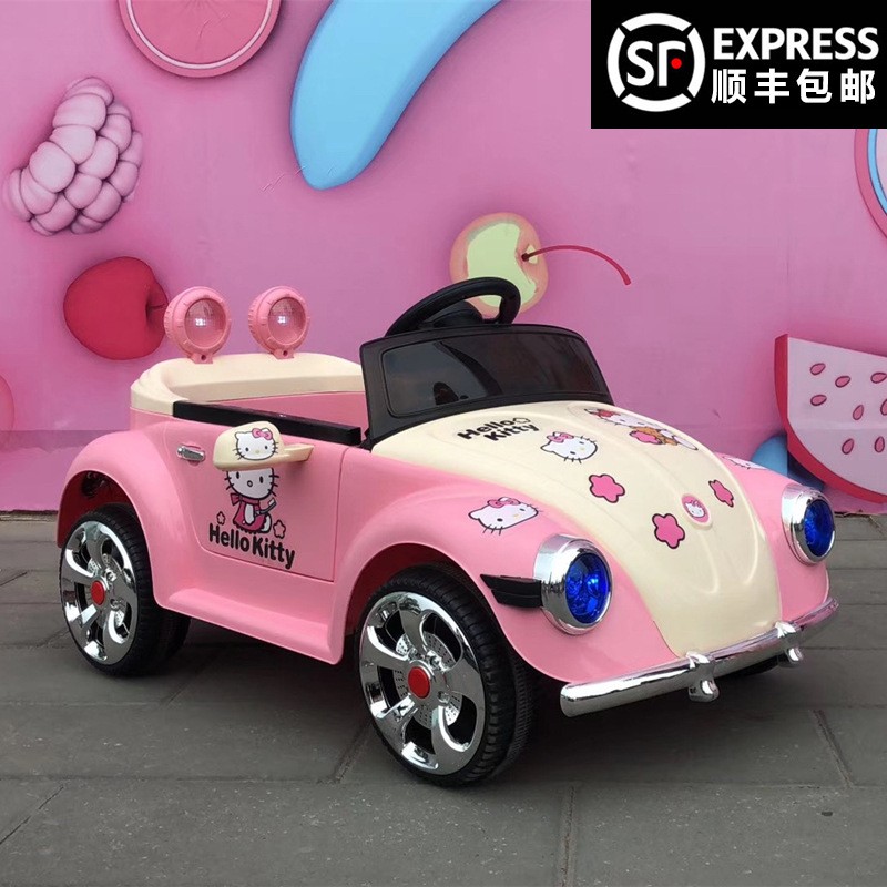 新款超可爱粉公主车儿童遥控电动车可坐人四轮玩具汽车女童车生日