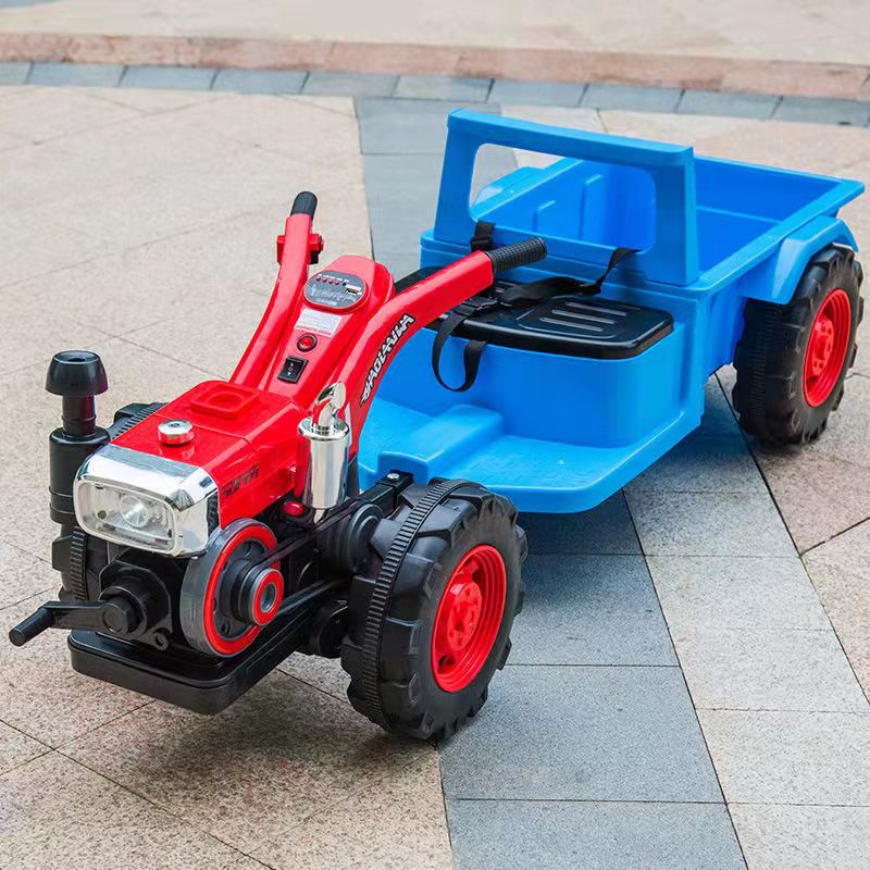 仿真网红儿童电动车手扶拖拉机玩具车四轮可坐带斗货车双人可带人