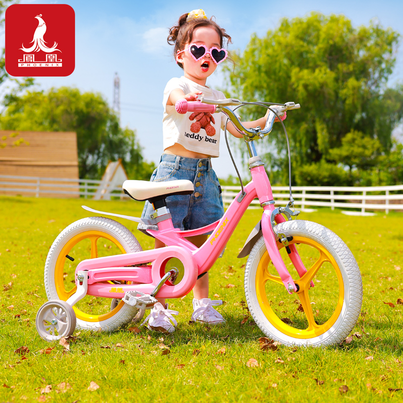 凤凰儿童自行车女孩3-6-10岁宝宝小孩女童公主脚踏单车带辅助轮