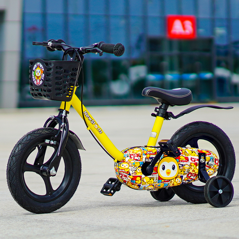小探险家12寸14寸儿童自行车带辅助轮脚踏车一体铝轮毂玩具小童车